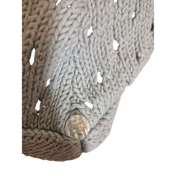 Pure Handknit VTG Boho Cardigan Sweater Handmade Ornate Buttons Lt. Blue Sz S-M - Picture 4 of 6